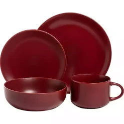 Kirklands Home Dinnerware|Matte Ceramic 16-pc. Dinnerware Set Red
