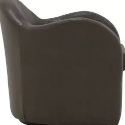 Kirklands Home Accent Chairs|Max Charcoal Faux Leather Swivel Club Accent Chair Gray