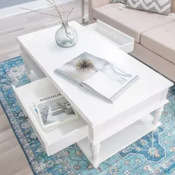 Kirklands Home Coffee Tables|McGhie 2-Drawer Coffee Table White