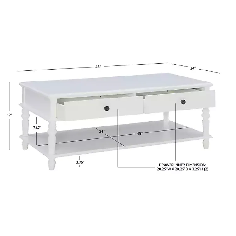 Kirklands Home Coffee Tables|McGhie 2-Drawer Coffee Table White