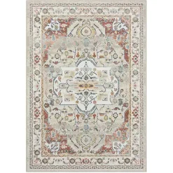 Kirklands Home Area Rugs|Medallion Ivory Rust Area Rug, 3x6