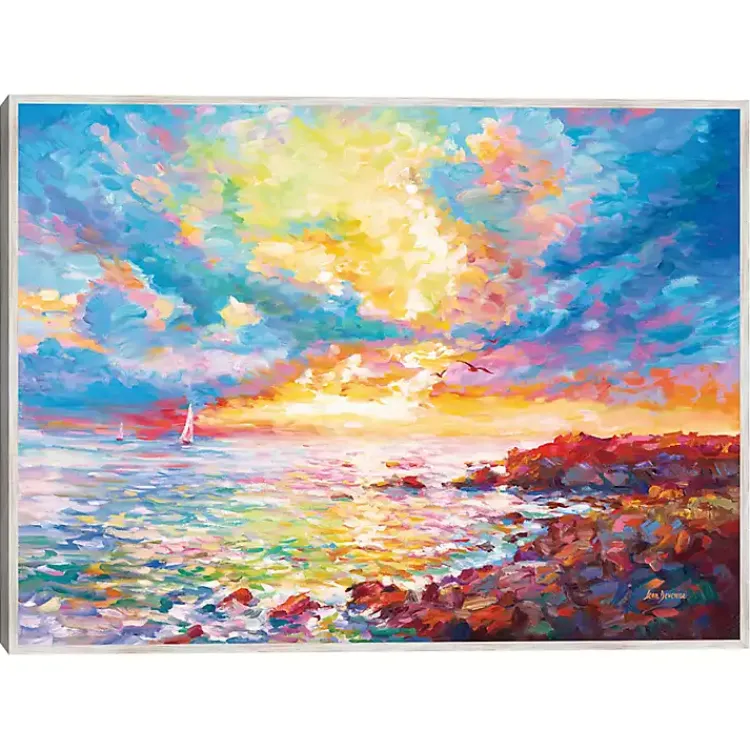 Kirklands Home Canvas Art|Mediterranean Sunset Framed Canvas Art Print
