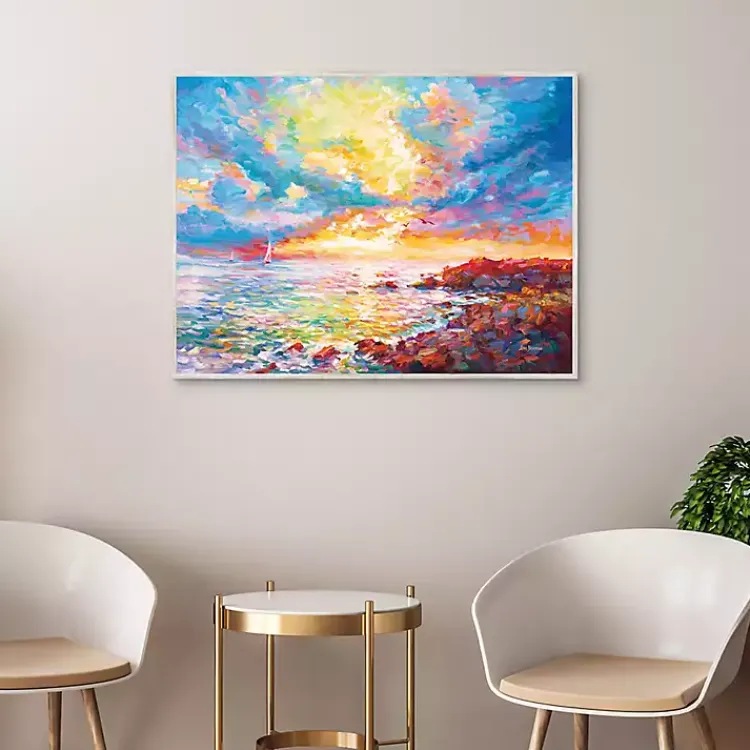 Kirklands Home Canvas Art|Mediterranean Sunset Framed Canvas Art Print