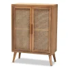 Kirklands Home Cabinets & Sideboards|Medium Oak Rattan 2-Door Cabinet