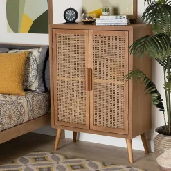 Kirklands Home Cabinets & Sideboards|Medium Oak Rattan 2-Door Cabinet