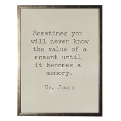 Kirklands Home Wall Quotes & Signs|Memory Dr. Seuss Quote Framed Art Print Tan