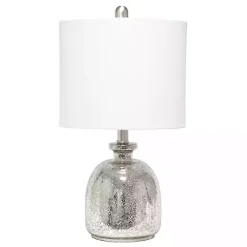 Kirklands Home Table Lamps|Mercury Hammered Glass Shade Table Lamp White
