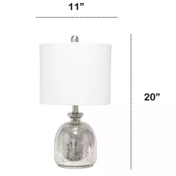 Kirklands Home Table Lamps|Mercury Hammered Glass Shade Table Lamp White