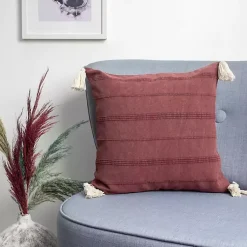 Outlet Merlot Striped Organic Cotton Throw Pillow Pillows