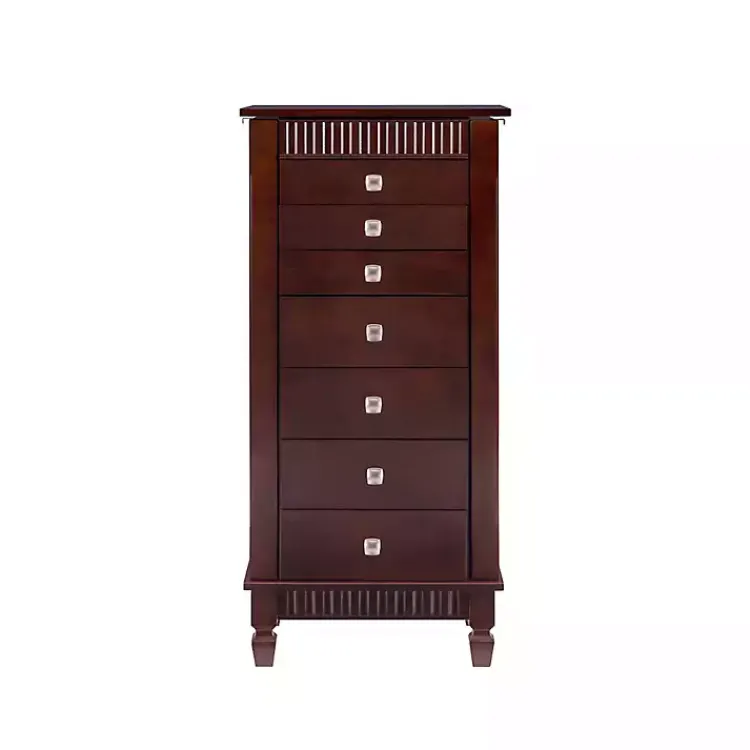 Kirklands Home Dressers & Chests|Merlot Wood 7-Drawer Joslyn Jewelry Armoire Brown