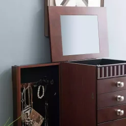 Kirklands Home Dressers & Chests|Merlot Wood 7-Drawer Joslyn Jewelry Armoire Brown