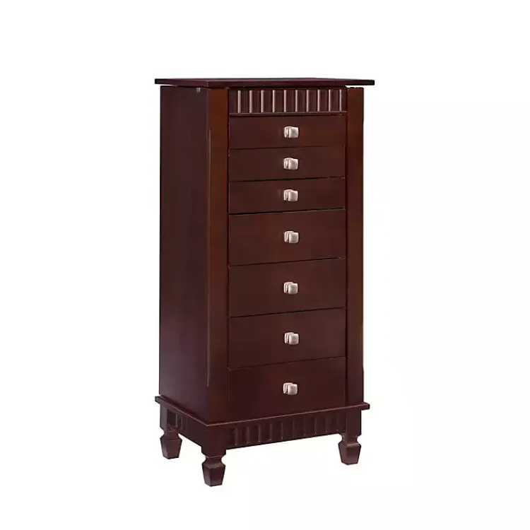 Kirklands Home Dressers & Chests|Merlot Wood 7-Drawer Joslyn Jewelry Armoire Brown