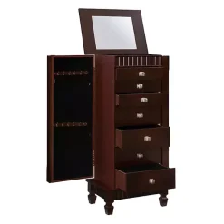 Kirklands Home Dressers & Chests|Merlot Wood 7-Drawer Joslyn Jewelry Armoire Brown