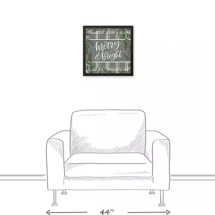 Merry & Bright Plaid Framed Wall Plaque Christmas Art & Wall Decor