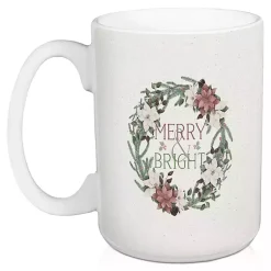 New Merry & Bright Wreath Christmas Mugs, Set of 2 Christmas Dining & Entertaining