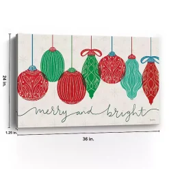 Discount Merry and Bright Bulbs Canvas Art Print, 36x24 in. Christmas Art & Wall Decor