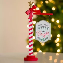 Outlet Merry and Bright Post Tabletop Sign Christmas Decorations