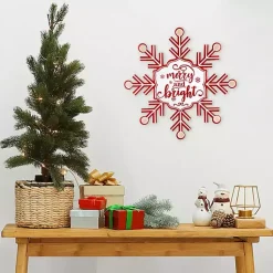 Discount Merry and Bright Snowflake Wall Plaque Christmas Art & Wall Decor