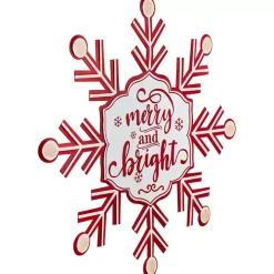 Discount Merry and Bright Snowflake Wall Plaque Christmas Art & Wall Decor