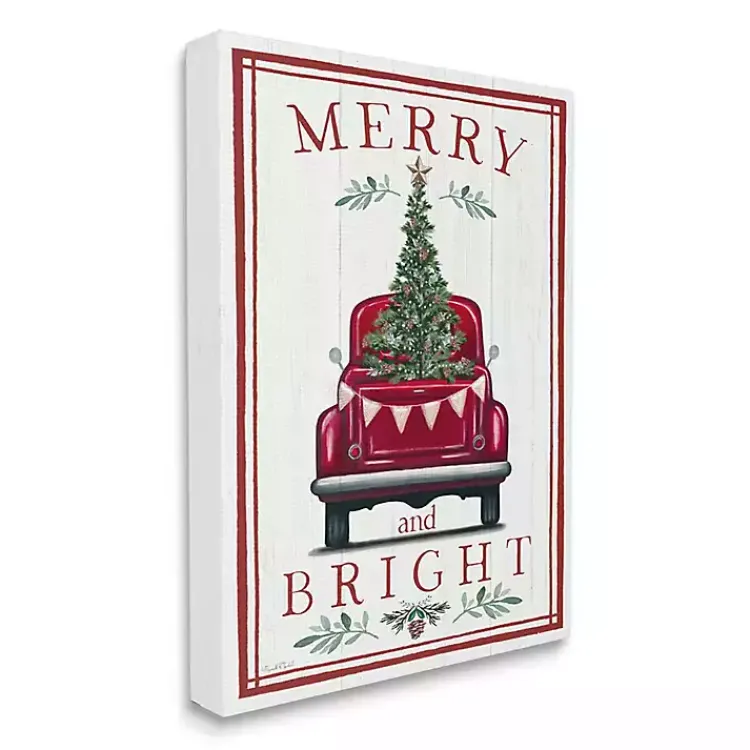 Merry and Bright Truck Canvas Wall Plaque Christmas Art & Wall Decor