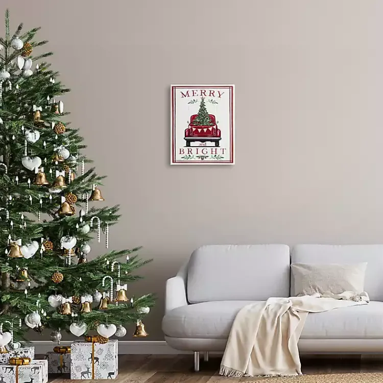 Merry and Bright Truck Canvas Wall Plaque Christmas Art & Wall Decor