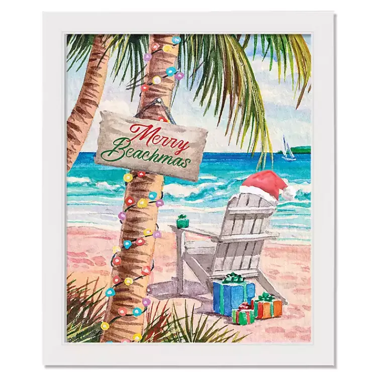 Discount Merry Beachmas Framed Canvas Art Print Christmas Art & Wall Decor