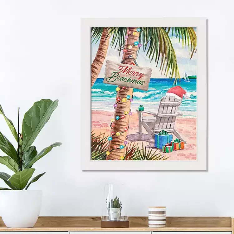 Discount Merry Beachmas Framed Canvas Art Print Christmas Art & Wall Decor