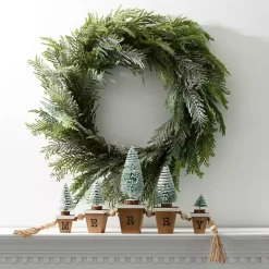 Hot Merry Bottle Brush Tree Tabletop Blocks Christmas Decorations