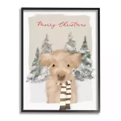 New Merry Christmas Baby Cow Wall Plaque Christmas Art & Wall Decor
