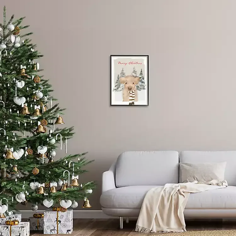 New Merry Christmas Baby Cow Wall Plaque Christmas Art & Wall Decor