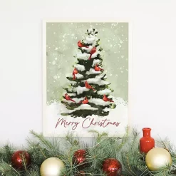 Clearance Merry Christmas Cardinal Tree Wall Plaque Christmas Art & Wall Decor