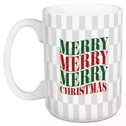 New Merry Christmas Checkered Mugs, Set of 2 Christmas Dining & Entertaining