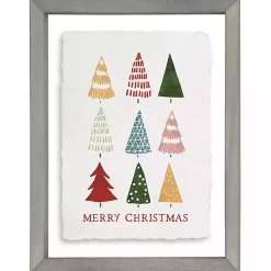 Outlet Merry Christmas Colorful Trees Framed Art Print Christmas Art & Wall Decor