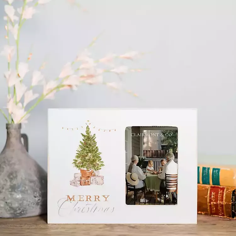 Merry Christmas Cottage Tree Picture Frame, 4x6 Christmas Decorations