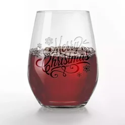 Discount Merry Christmas Etched Wine Glasses, Set of 2 Christmas Dining & Entertaining