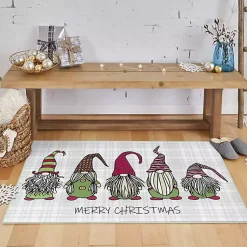Best Merry Christmas Gnome Plaid Accent Rug Christmas Decorations