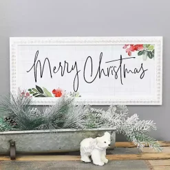 Merry Christmas Holly Beaded Frame Wall Plaque Christmas Art & Wall Decor