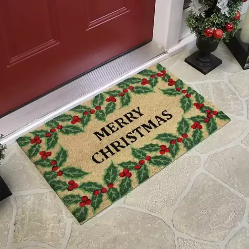 Sale Merry Christmas Holly Doormat Outdoor Christmas Decorations