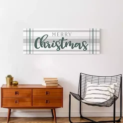 Hot Merry Christmas Plaid Canvas Wall Plaque Christmas Art & Wall Decor