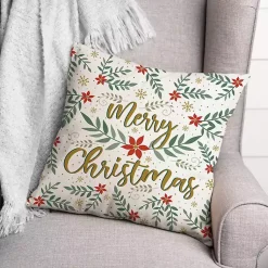 Best Merry Christmas Poinsettia Pillow Christmas Pillows
