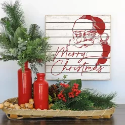 Outlet Merry Christmas Santa Wood Wall Plaque Christmas Art & Wall Decor