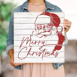 Outlet Merry Christmas Santa Wood Wall Plaque Christmas Art & Wall Decor