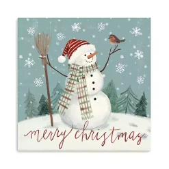 New Merry Christmas Snowman Canvas Wall Plaque Christmas Art & Wall Decor
