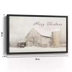 New Merry Christmas Snowy Farm Framed Canvas Art Print Christmas Decorations