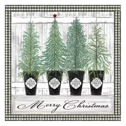 Discount Merry Christmas Tall Potted Trees Canvas Art Print Christmas Art & Wall Decor