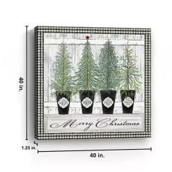 Discount Merry Christmas Tall Potted Trees Canvas Art Print Christmas Art & Wall Decor