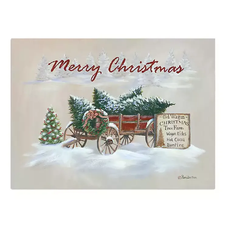 Discount Merry Christmas Wagon Canvas Art Print Christmas Art & Wall Decor