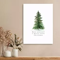 Hot Merry Christmas Watercolor Tree Canvas Print Christmas Art & Wall Decor