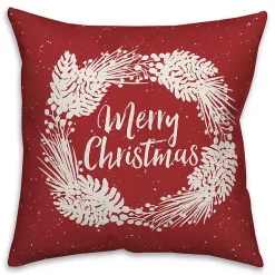 Discount Merry Christmas Wreath Outdoor Pillow Pillows