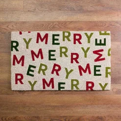 Kirklands Home Doormats|Merry Coir Christmas Doormat Tan